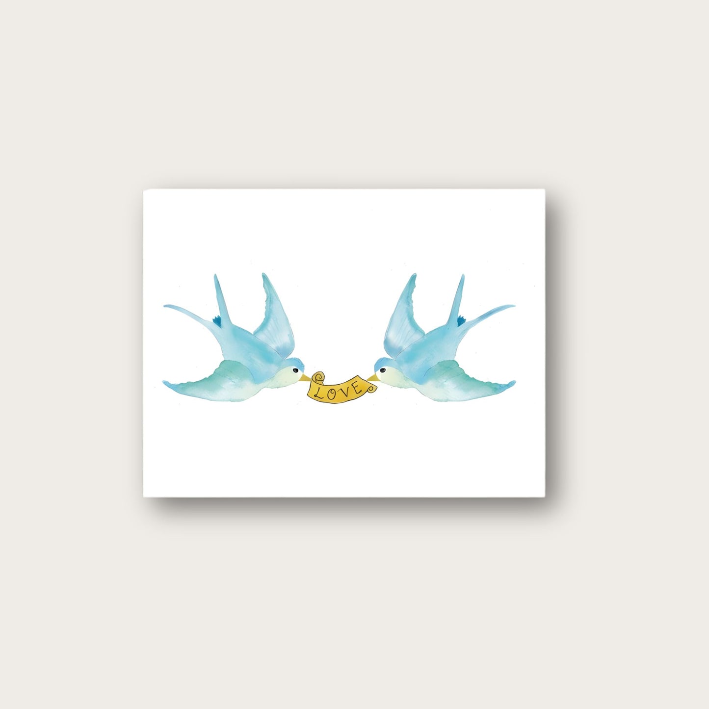 Lovebirds Banner Blank Greeting Card