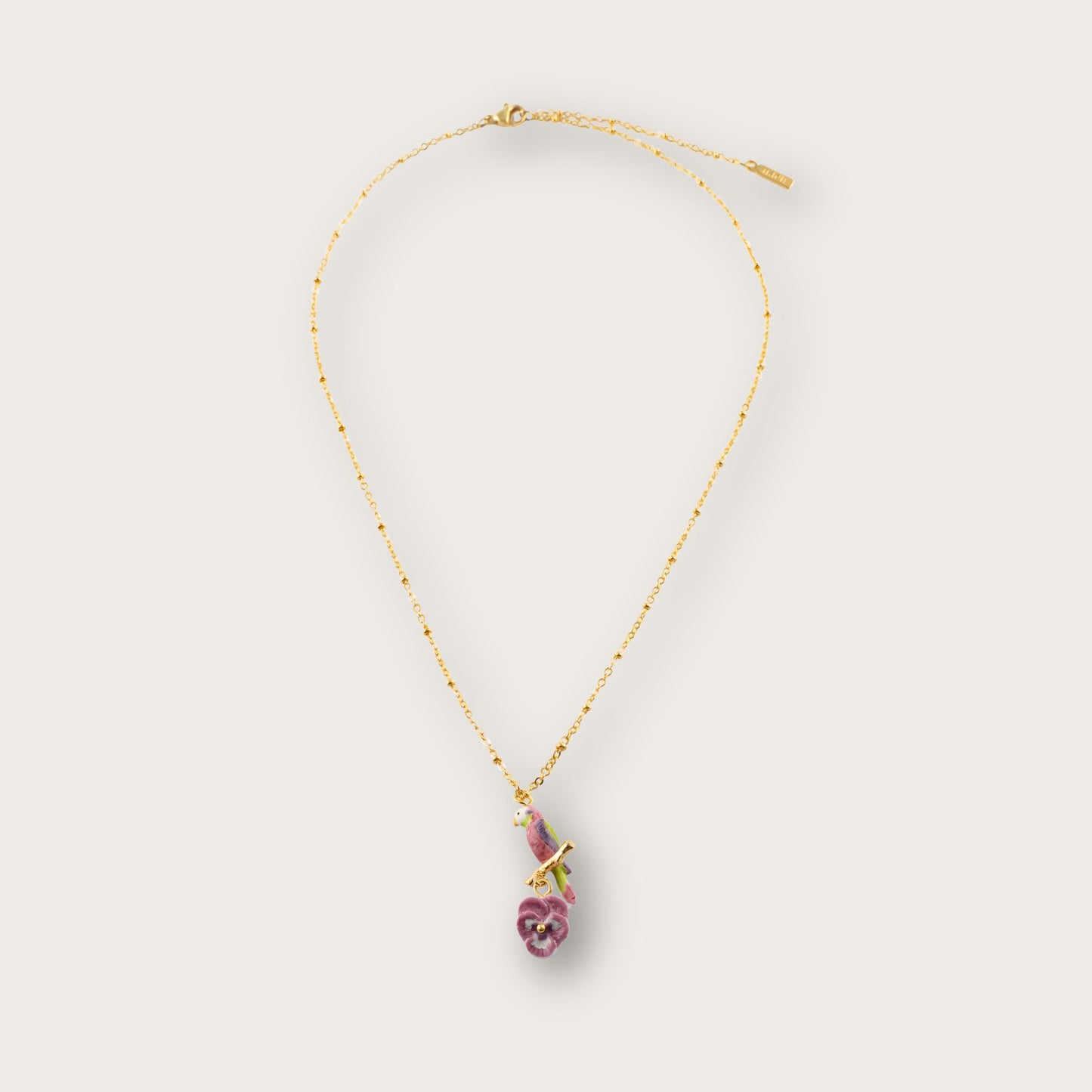 Nach Bird on Pansy Flower Handcrafted Necklace