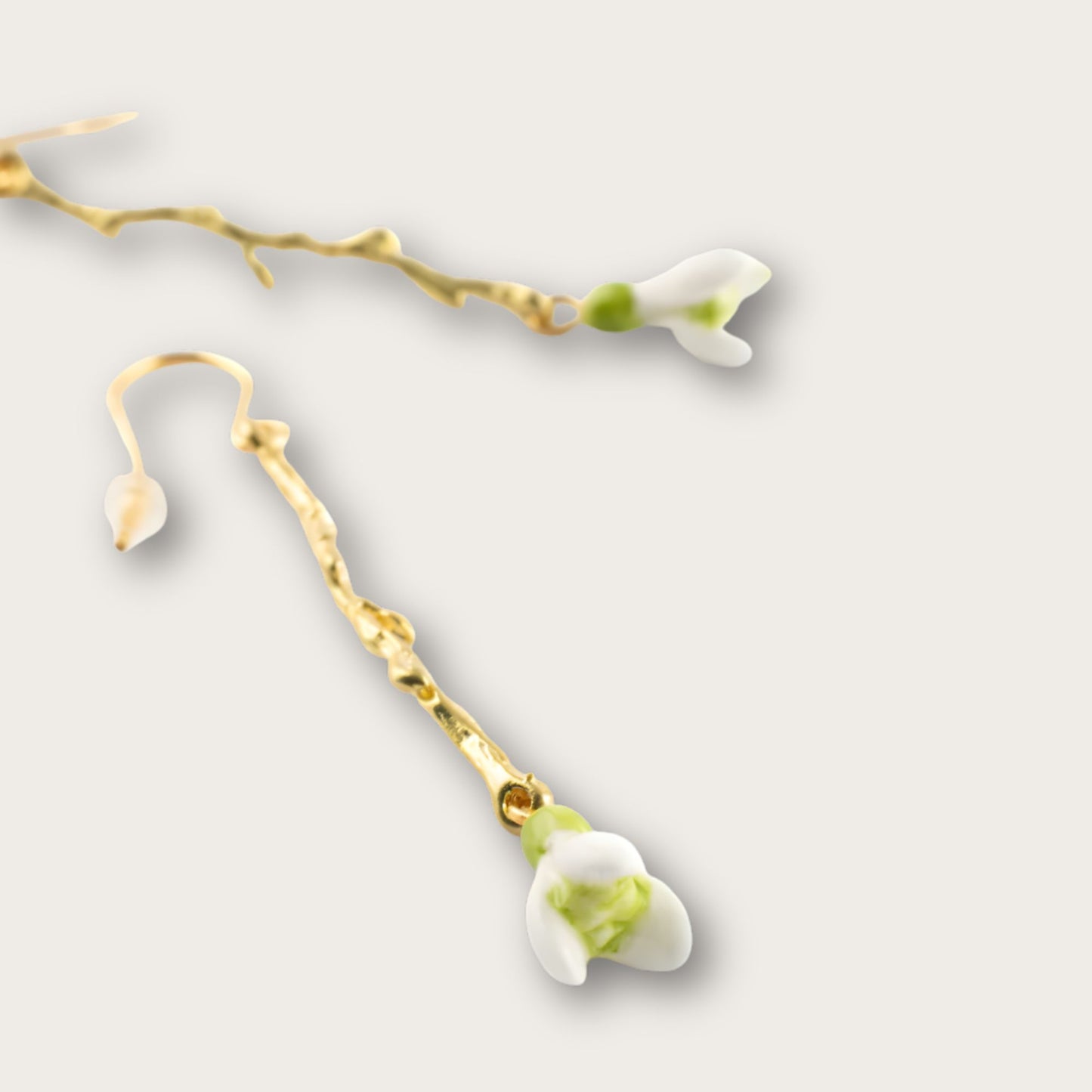 Nach Handcrafted Snowdrop Branch Earrings