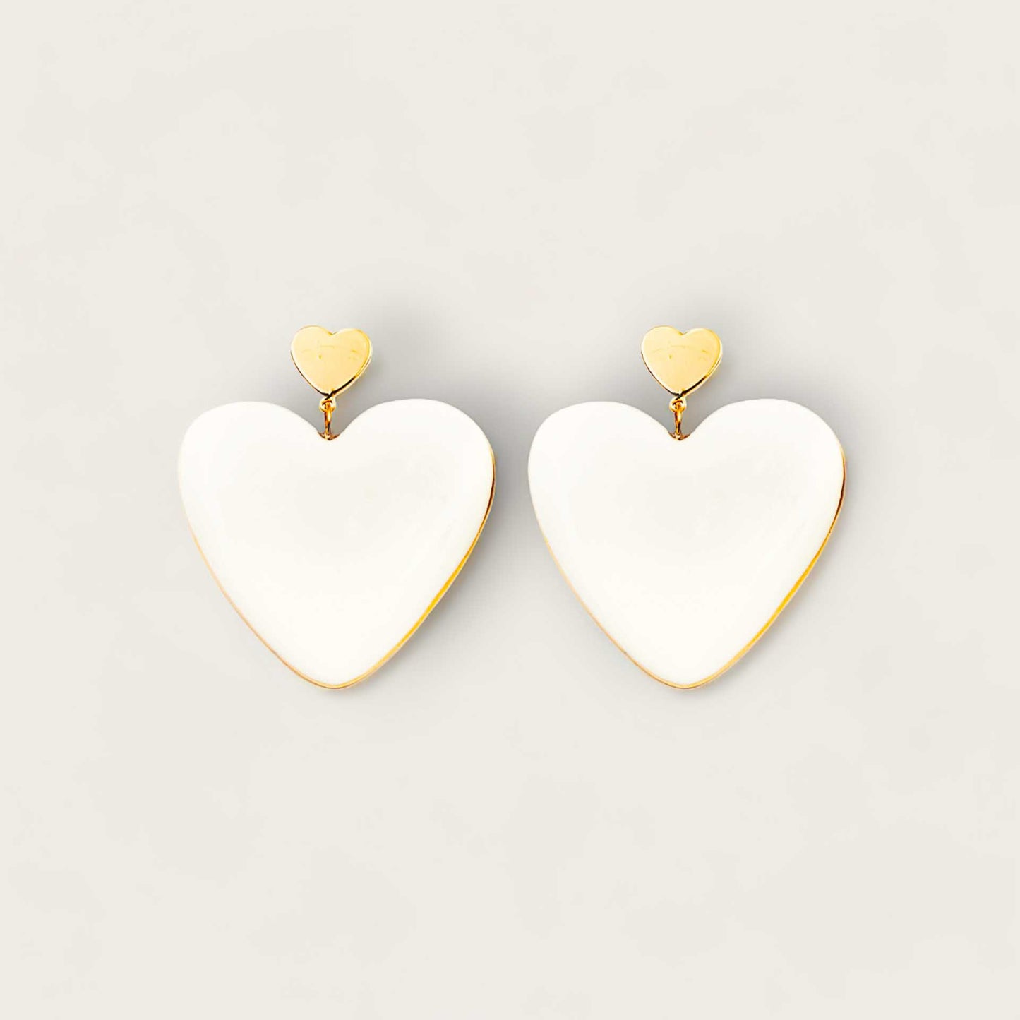 Nach Handmade Large Porcelain Heart Earrings