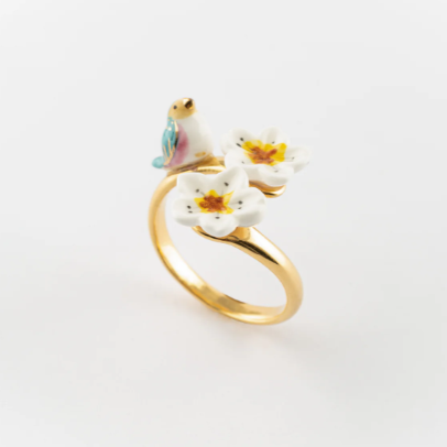 Nach Harvest Time Bird and Floral Handcrafted Ring