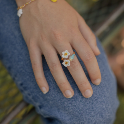 Nach Harvest Time Bird and Floral Handcrafted Ring