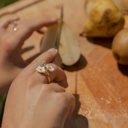 Nach Harvest Time Bird and Floral Handcrafted Ring