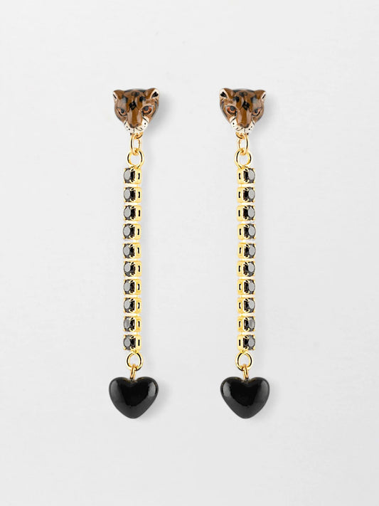 Nach Leopard Head Rhinestone Earrings – First Love