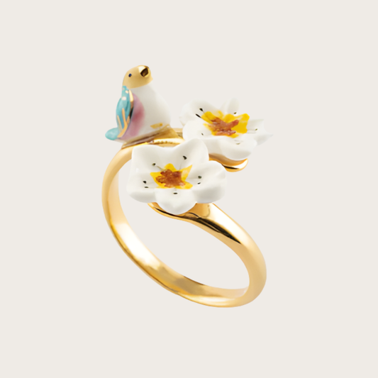 Nach Harvest Time Bird and Floral Handcrafted Ring