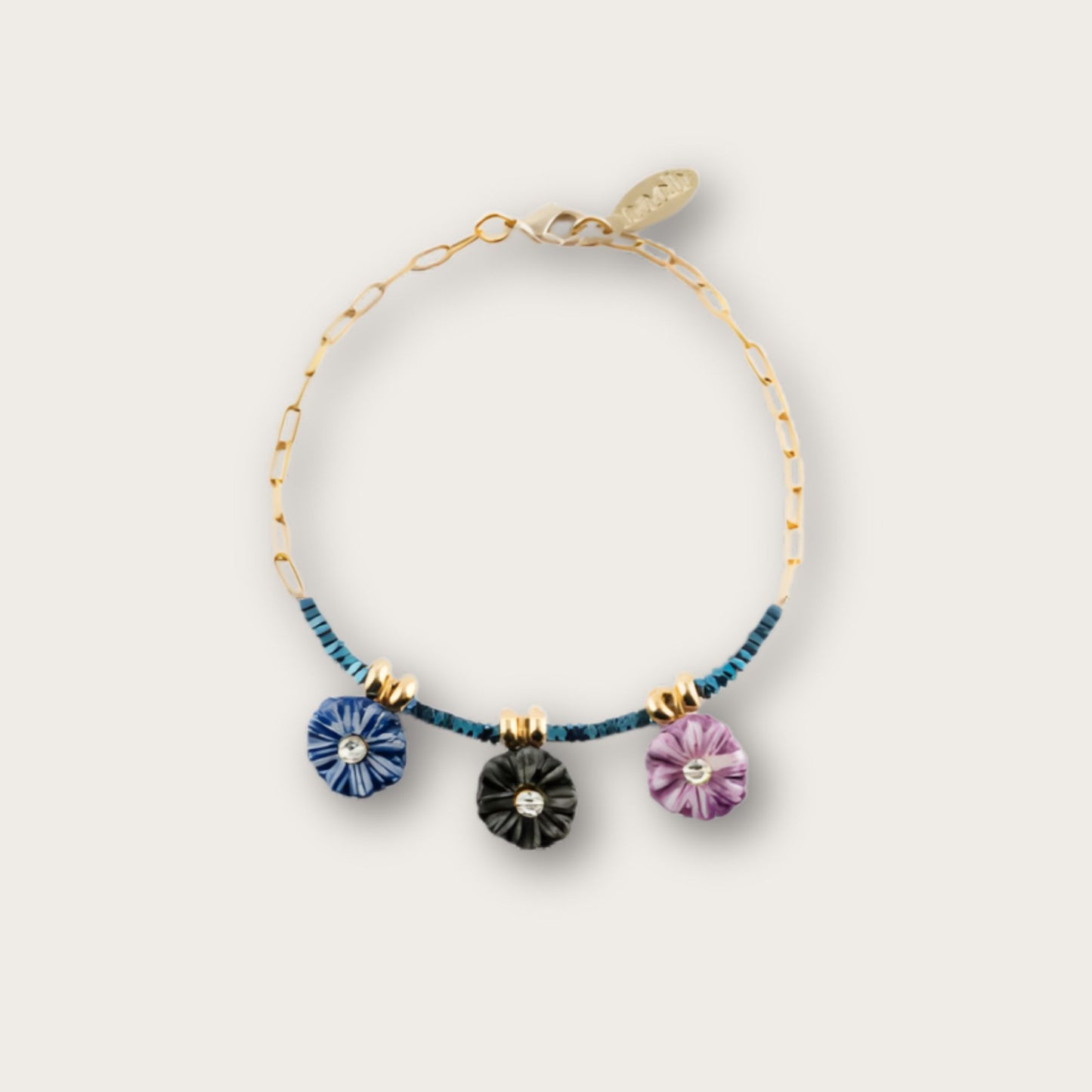 Nach Hematite and Thistle Bead Handcrafted Bracelet