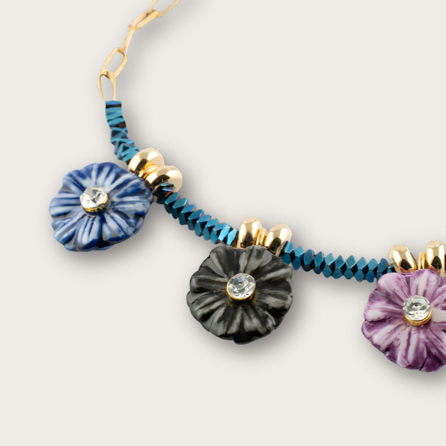 Nach Hematite and Thistle Bead Handcrafted Bracelet