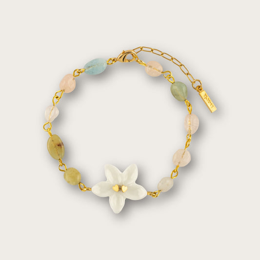 Nach Jasmine Flower Morganite Beads Handmade Bracelet