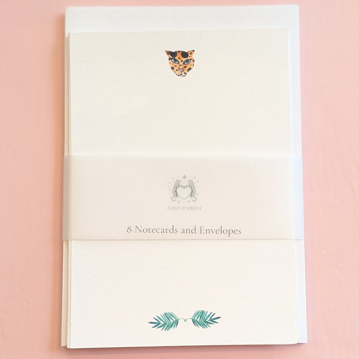 Watercolour Leopard Head Notecards and Envelopes, Set of Eight