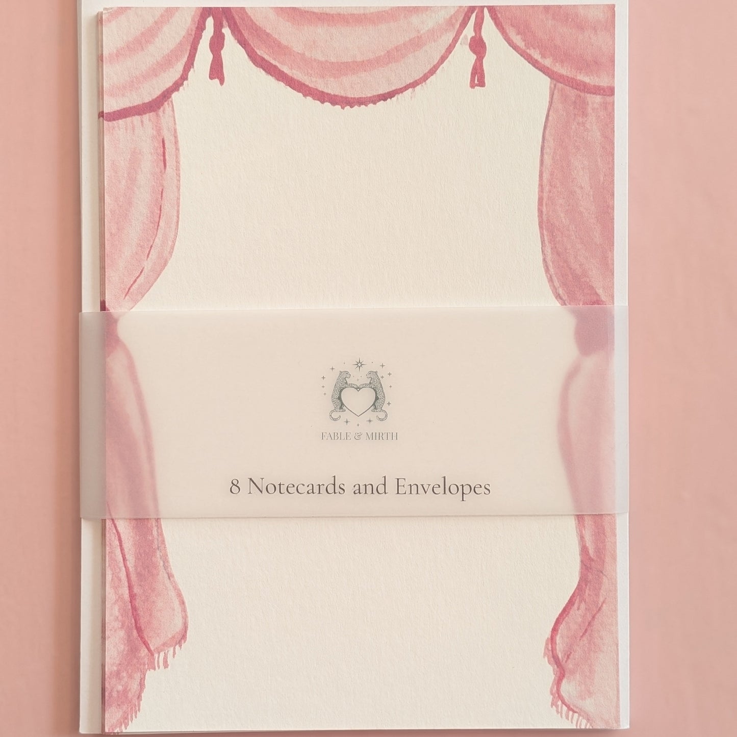 Watercolour Theatre Curtains Notecards and Envelopes, Set of Eight