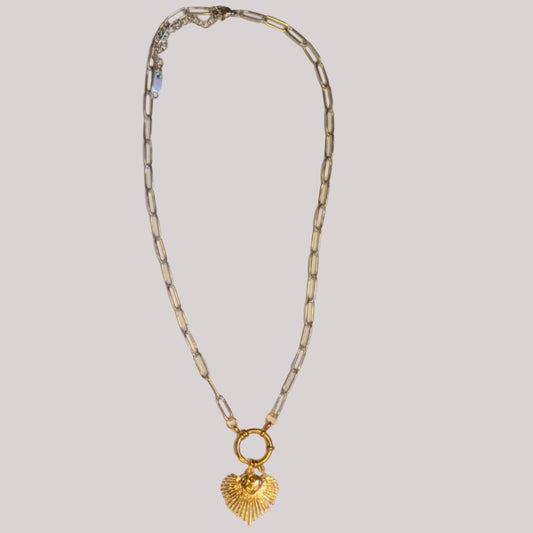 Gold Sacred Heart Necklace, Paperclip Chain, 18ct Gold-Plated