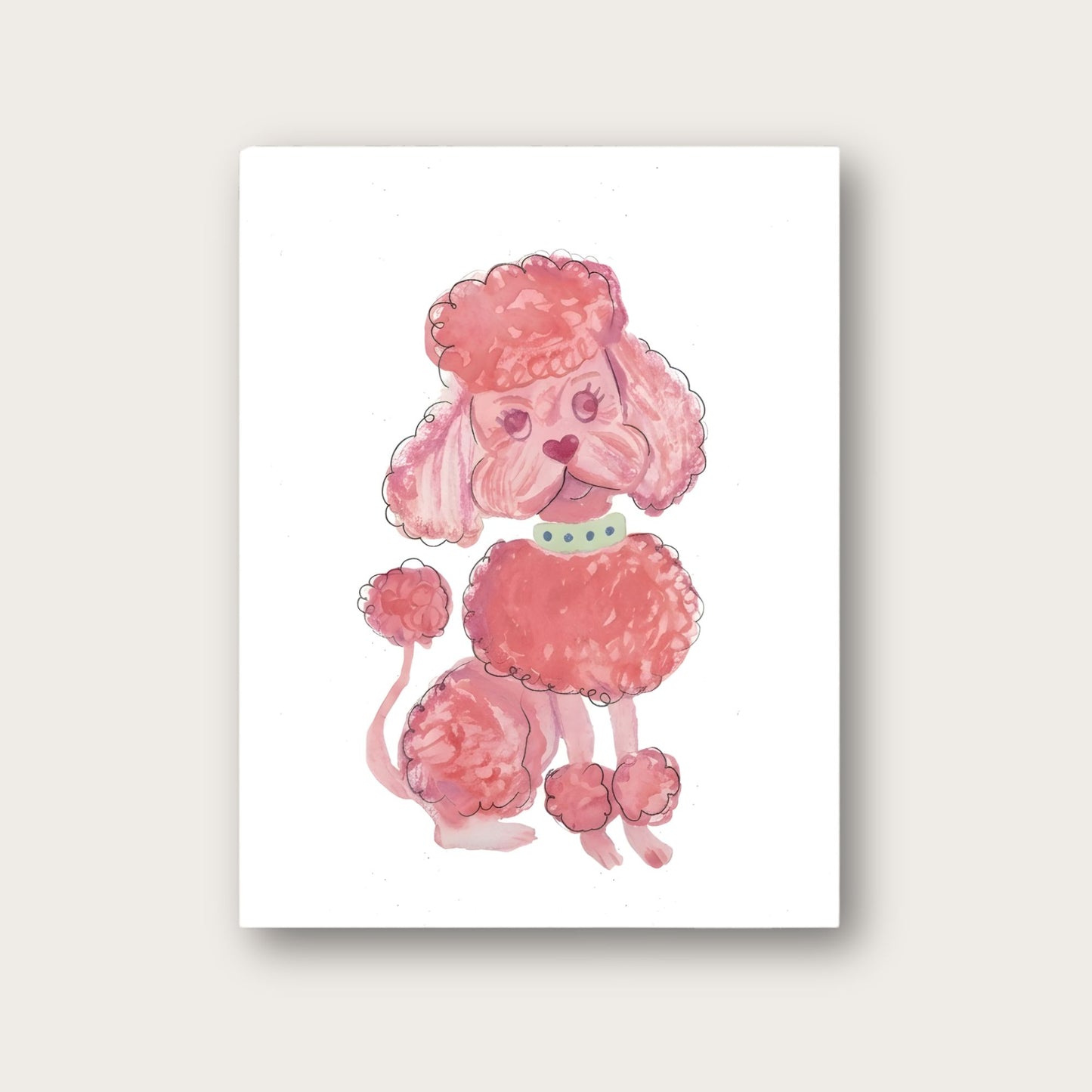Pink Poodle Blank Greeting Card