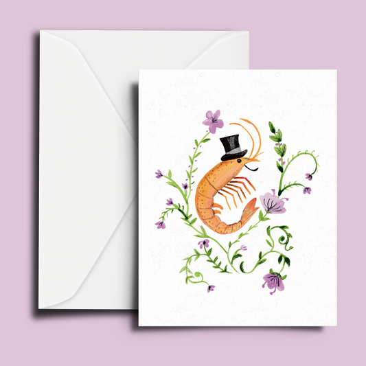 The Distinguished Prawn Blank Greeting Card
