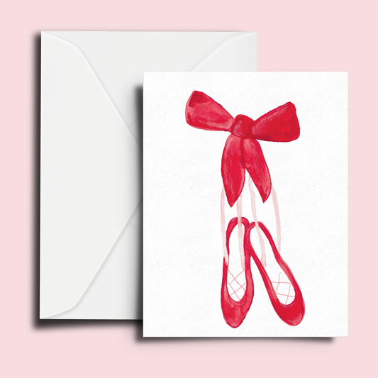 Red Ballet Slippers Blank Greeting Card