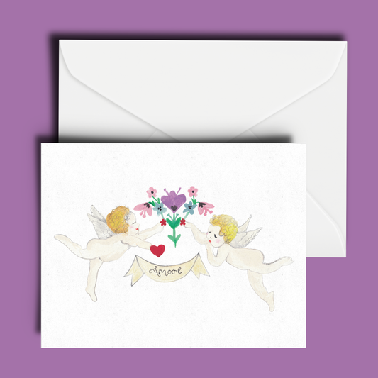 Amore Cherubs Blank Greeting Card