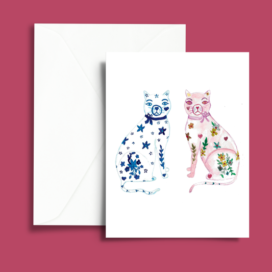 Staffordshire Cats Blank Greeting Card