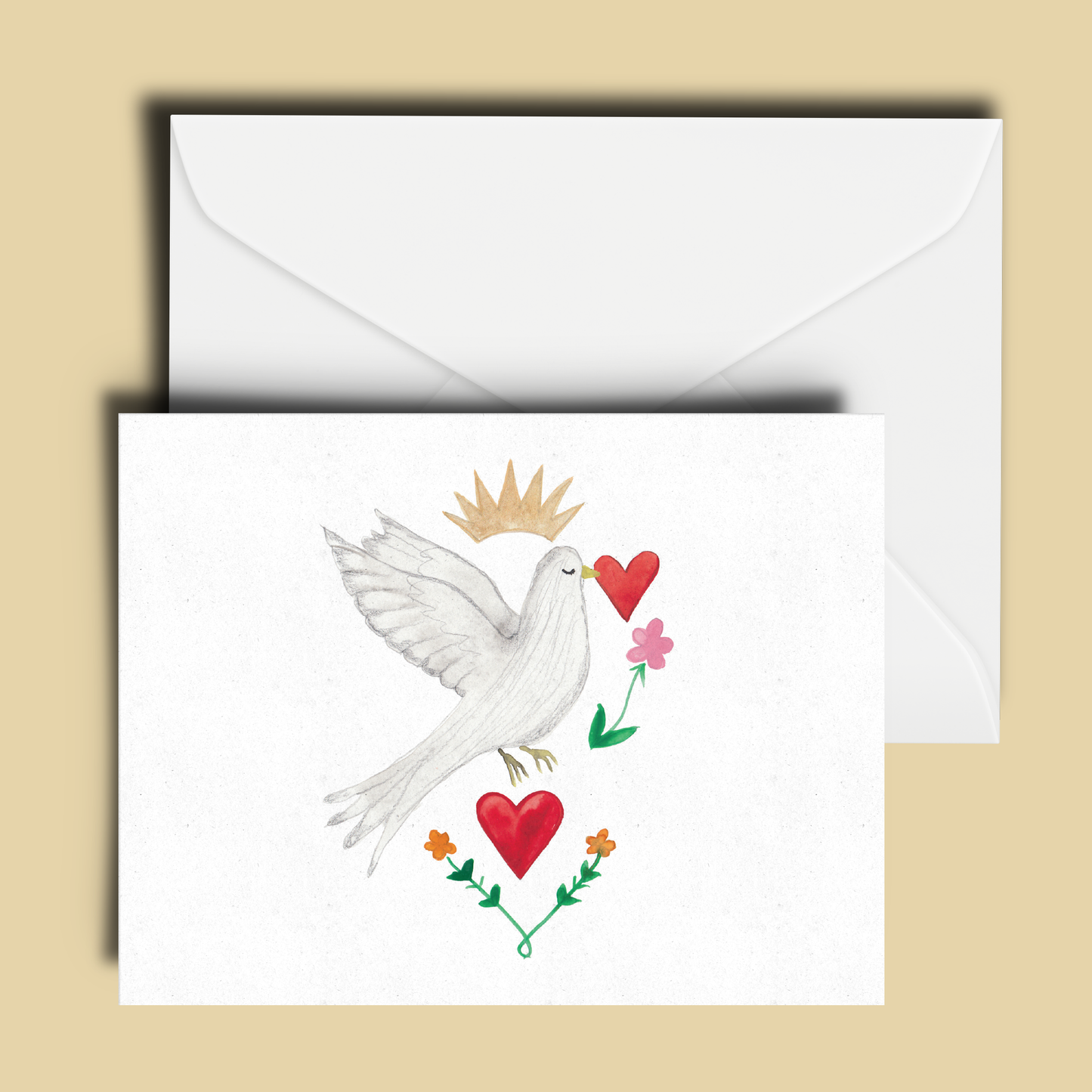 Crowned Dove Blank Greeting Card