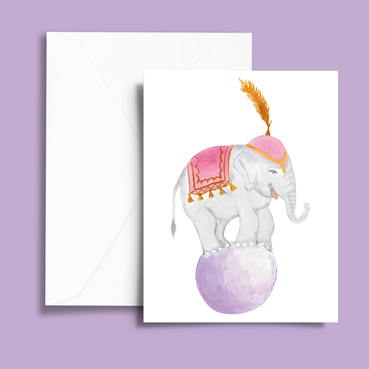 The Balancing Elephant Blank Greeting Card