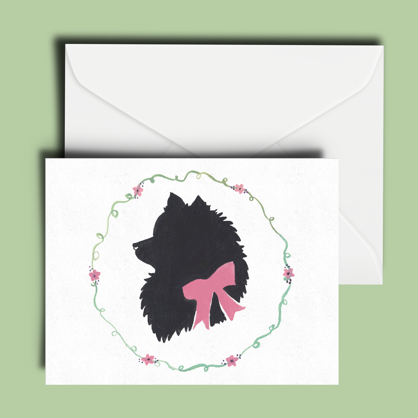 The Spitz Silhouette Blank Greeting Card