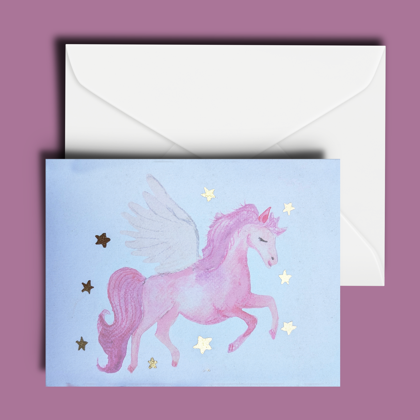 Starry Unicorn Blank Greeting Card