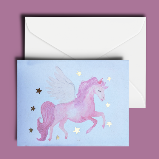 Starry Unicorn Blank Greeting Card