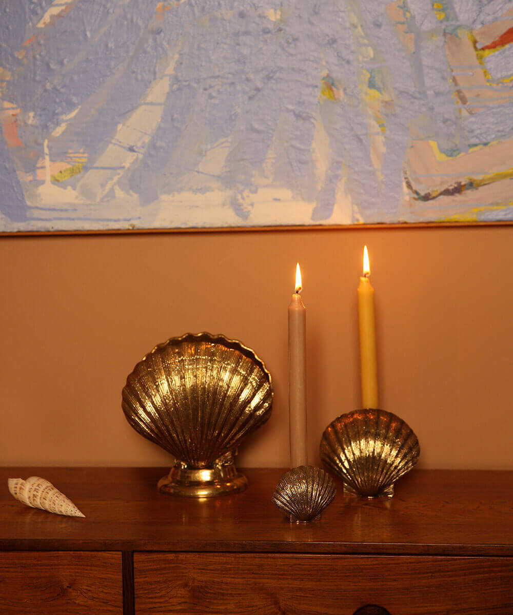 Brass Shell Shaped Candle Holder, Large