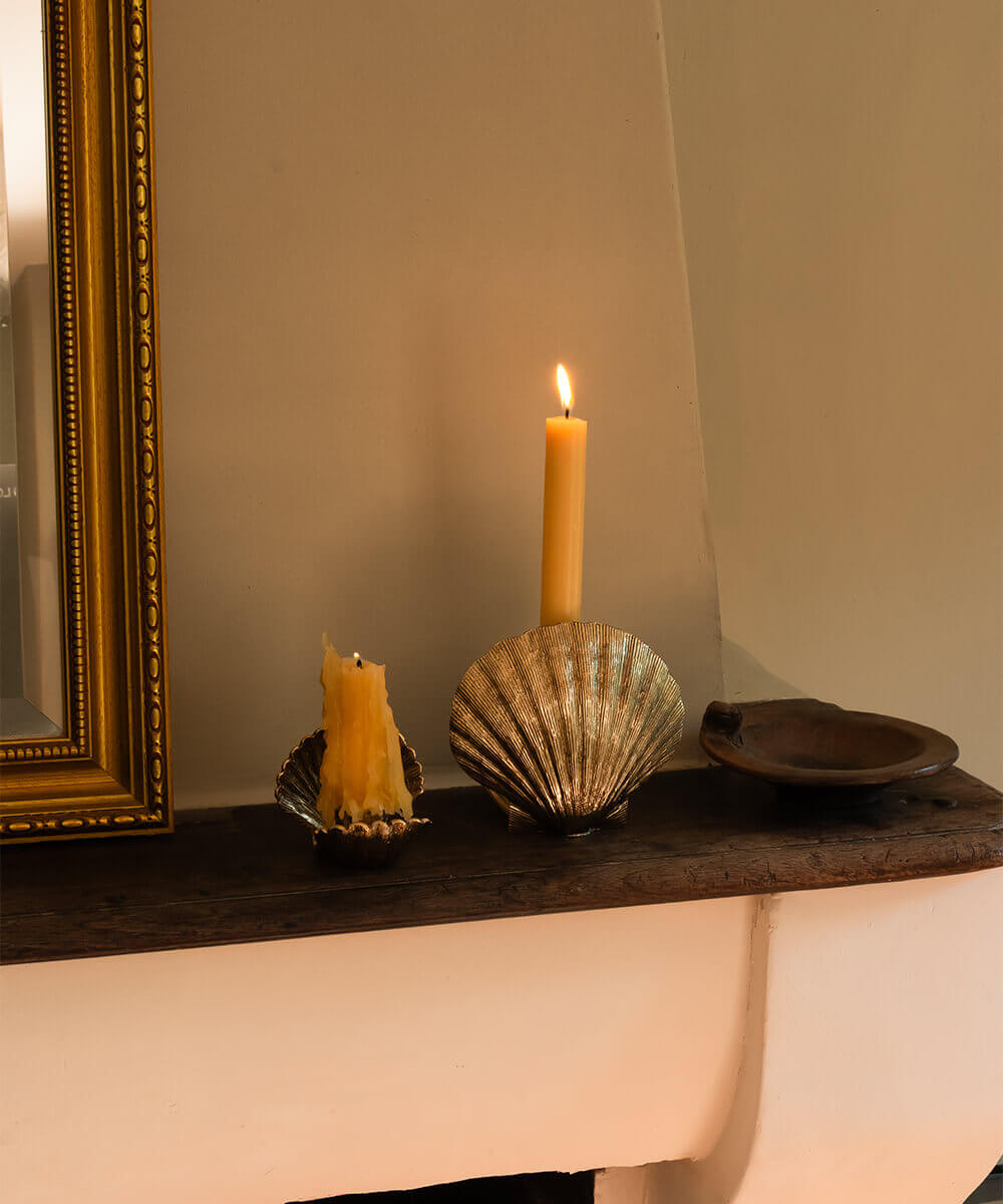 Brass Shell Shaped Candle Holder, Large