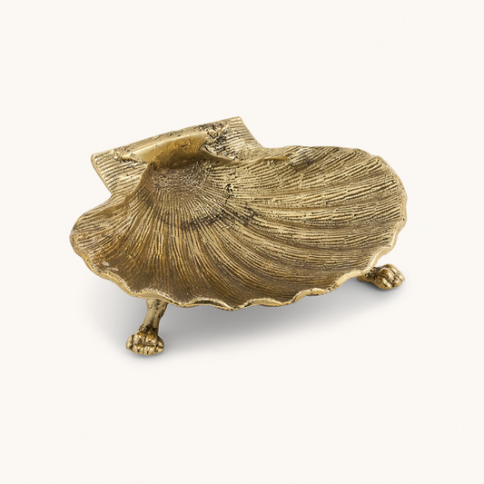Brass Large Shell Decorative Plate with Claw Feet