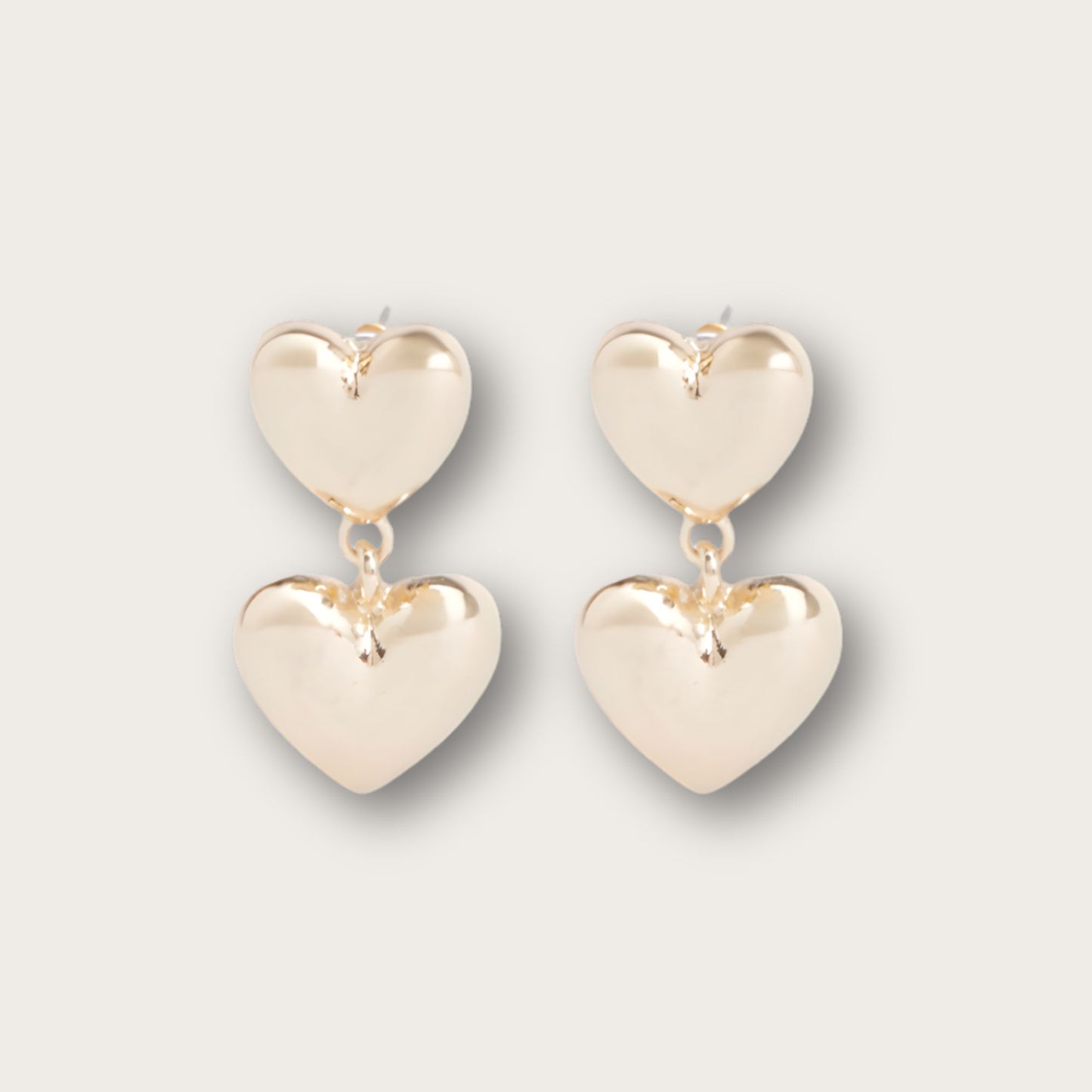 Silver Plated Chunky Double Heart Drop Earrings