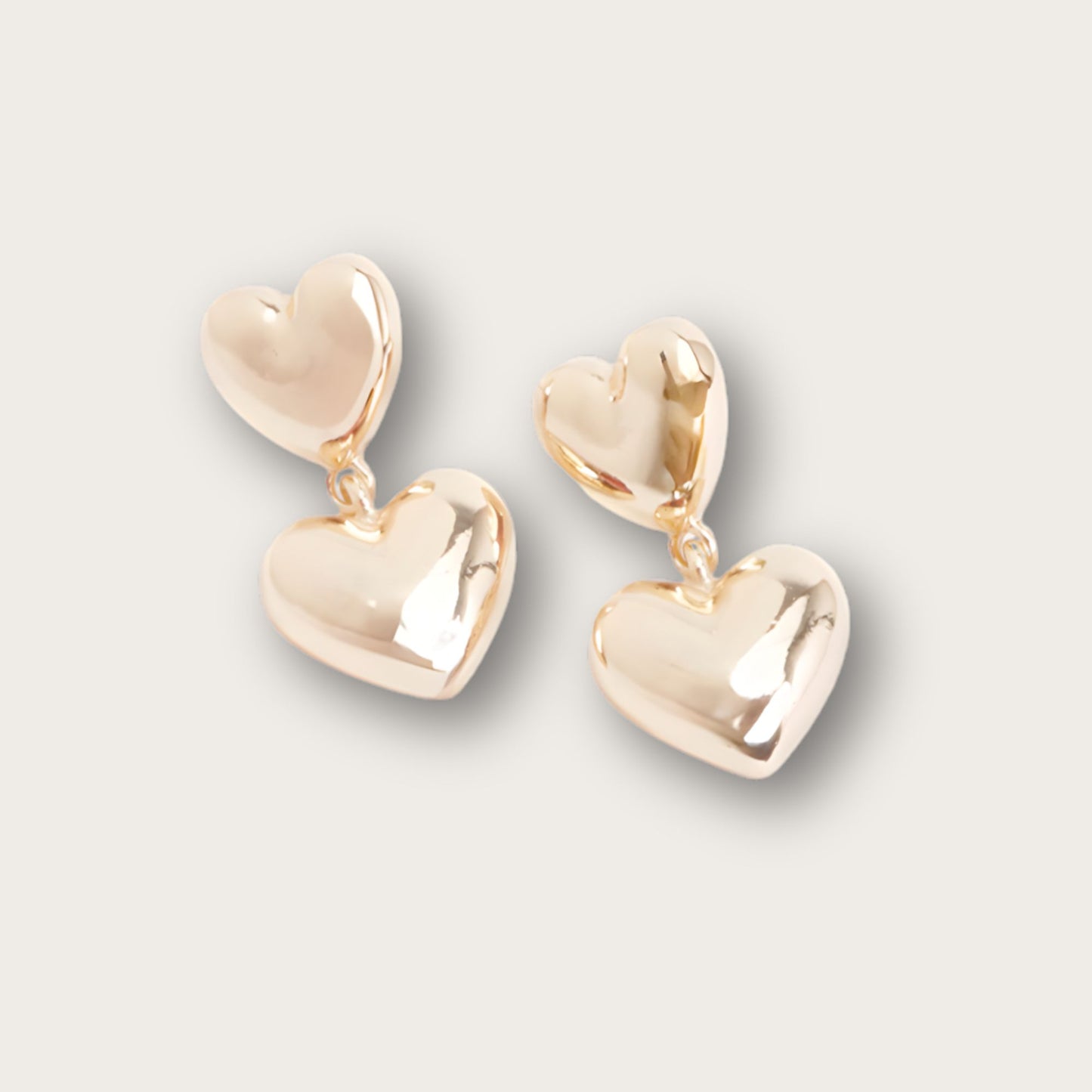 Silver Plated Chunky Double Heart Drop Earrings
