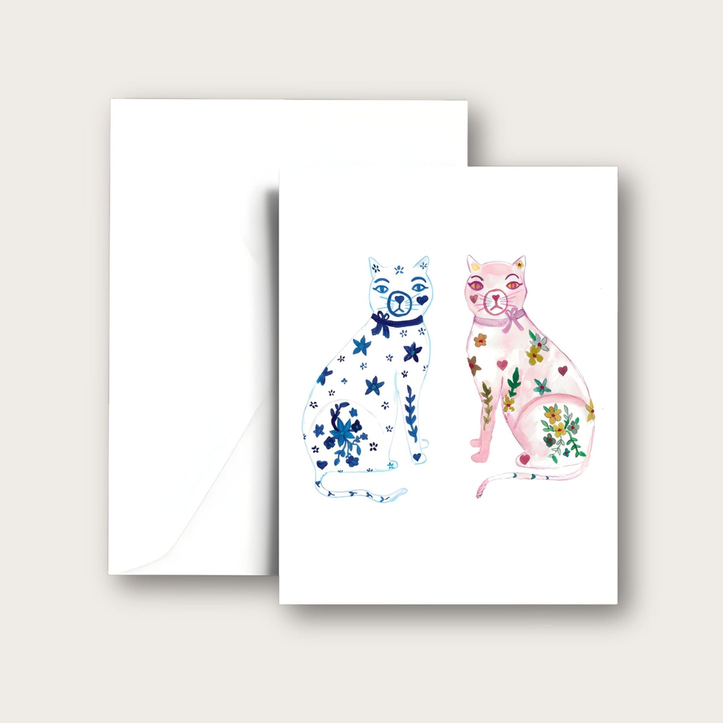 Staffordshire Cats Blank Greeting Card