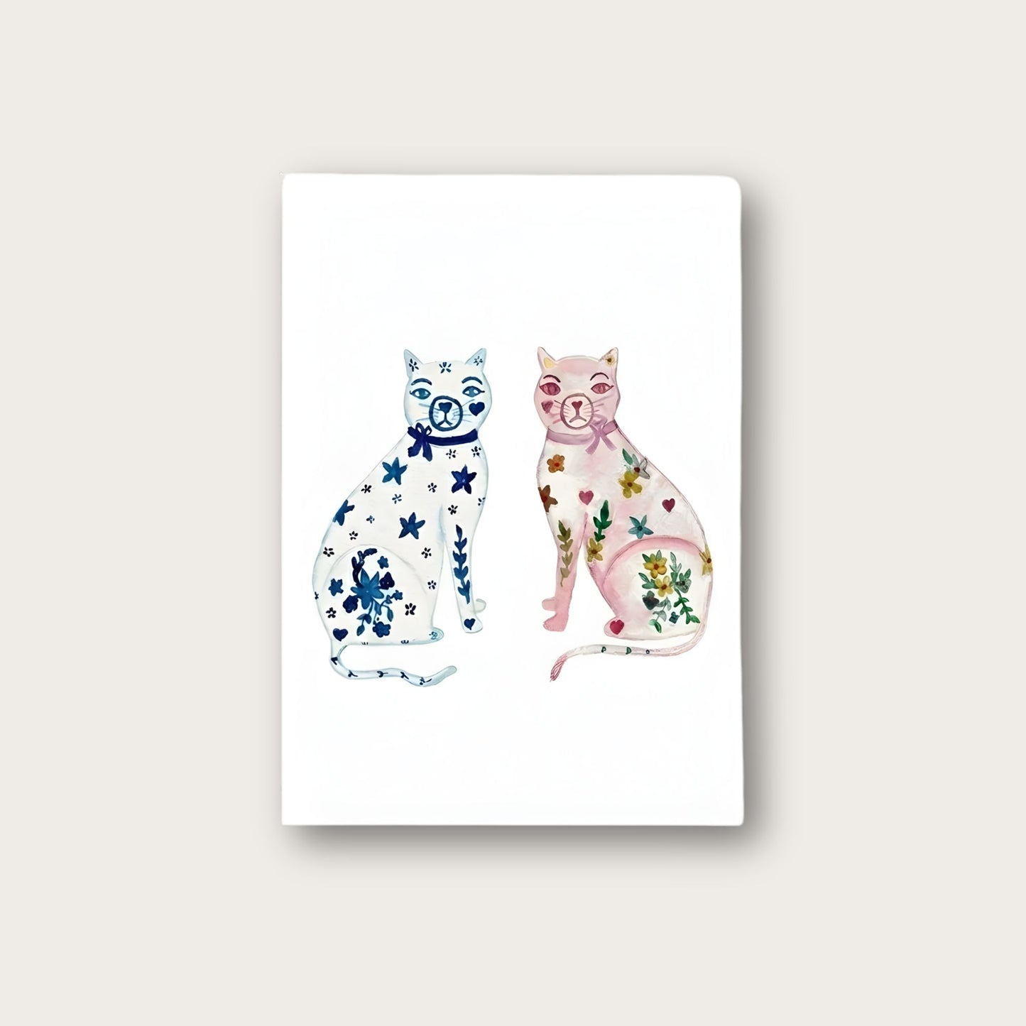 Staffordshire Cats Blank Greeting Card