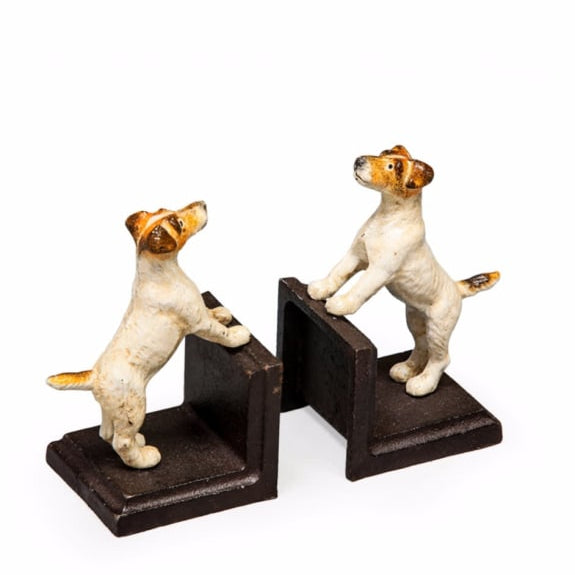 Cast Iron Antiqued Jack Russell Terriers Bookends