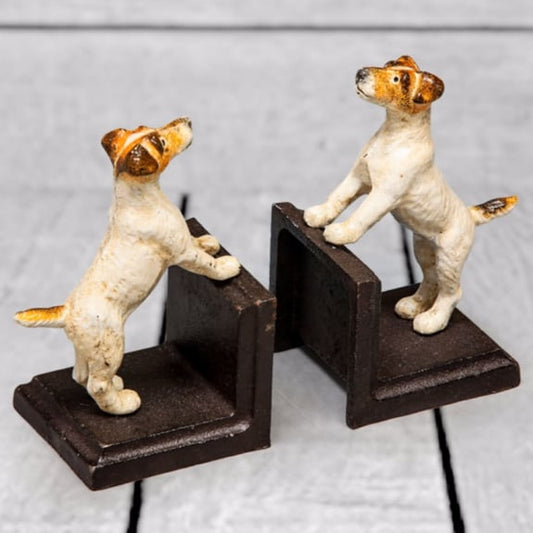Cast Iron Antiqued Jack Russell Terriers Bookends