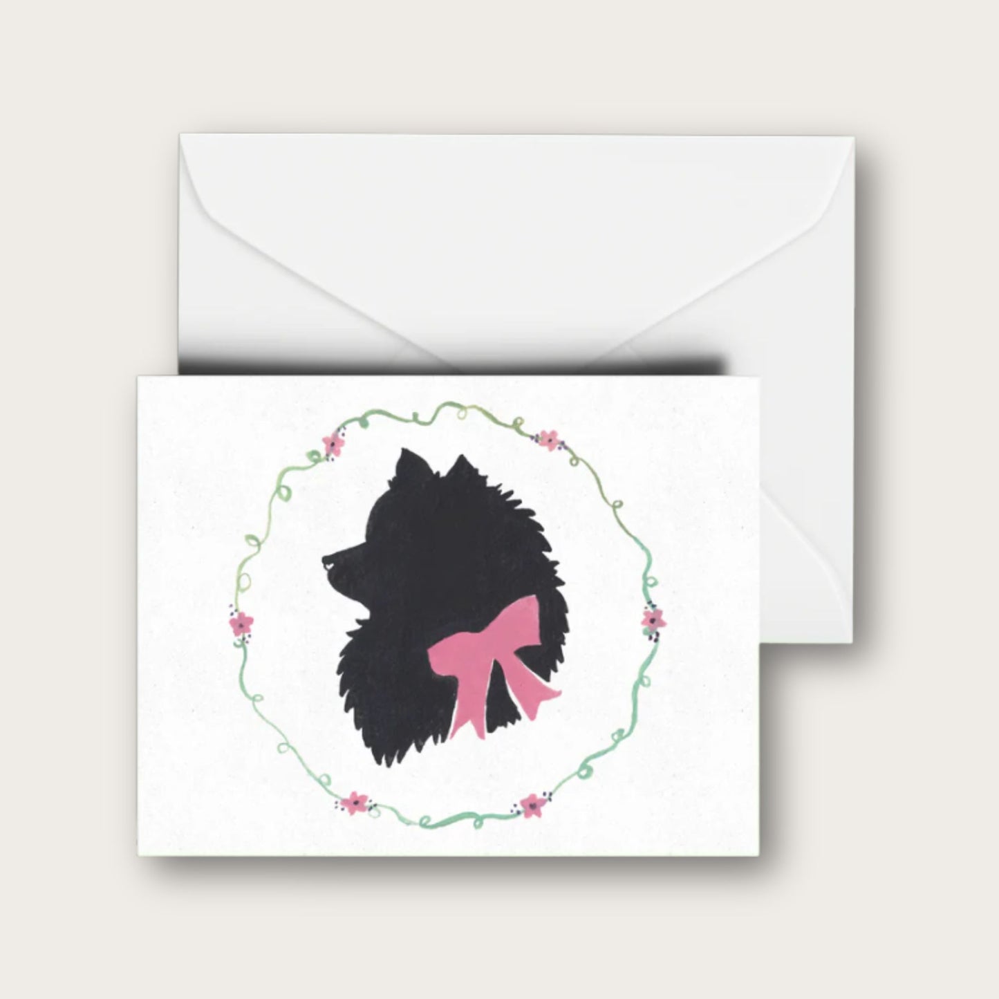 The Spitz Silhouette Blank Greeting Card