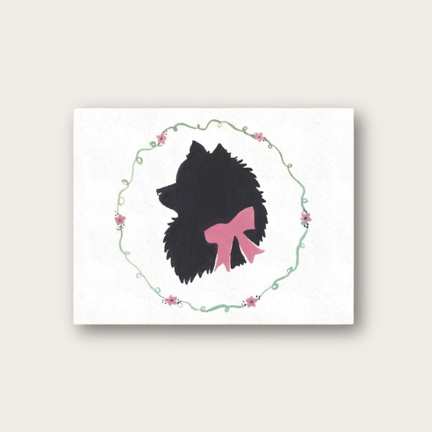 The Spitz Silhouette Blank Greeting Card