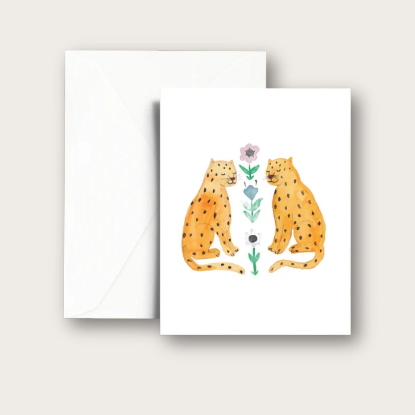 Twin Leopards Blank Greeting Card