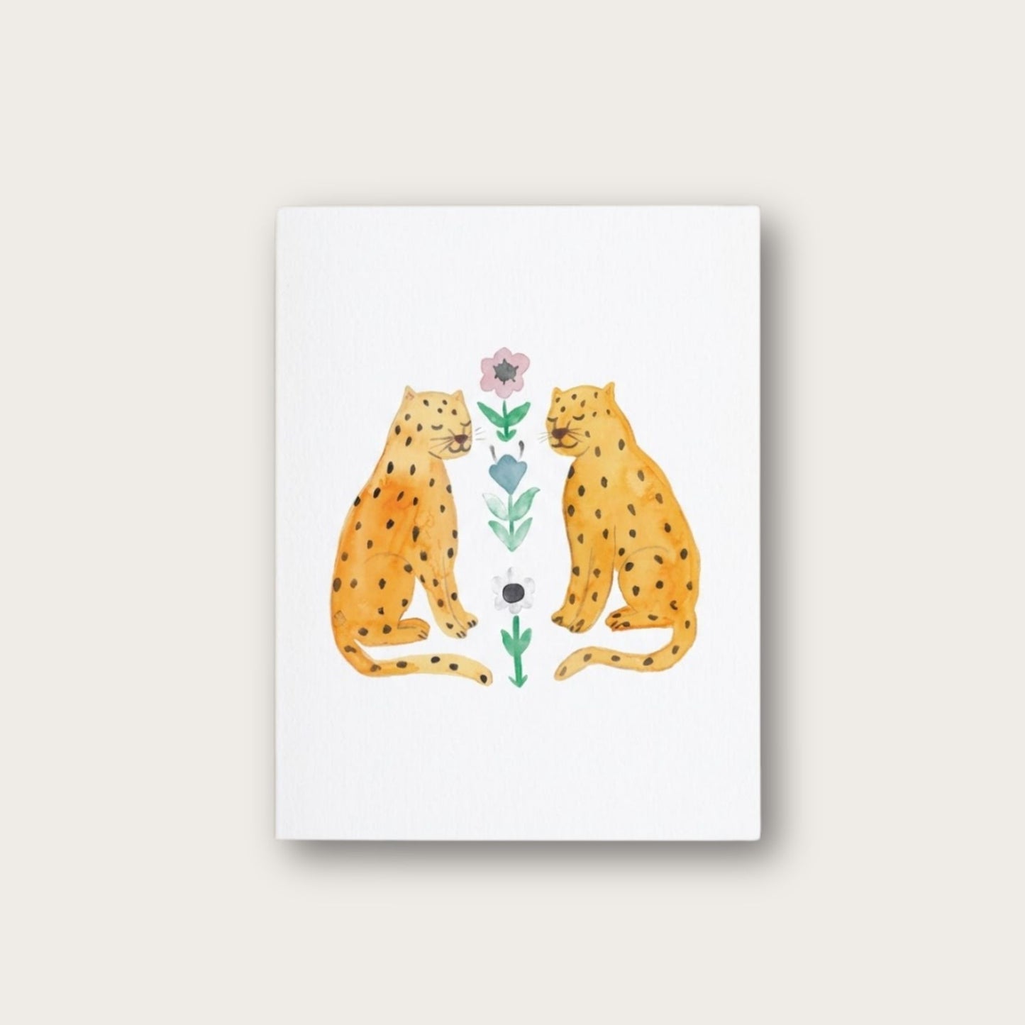 Twin Leopards Blank Greeting Card