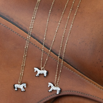 Nach Porcelain White Horse Necklace, Handmade, Hand Painted