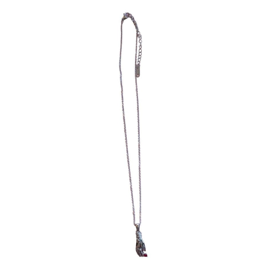 Mano-Figa Hand and Heart Necklace, Stainless Steel