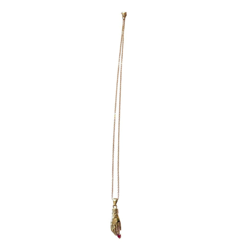 Mano-Figa Hand and Heart Necklace, 18k Gold Plated