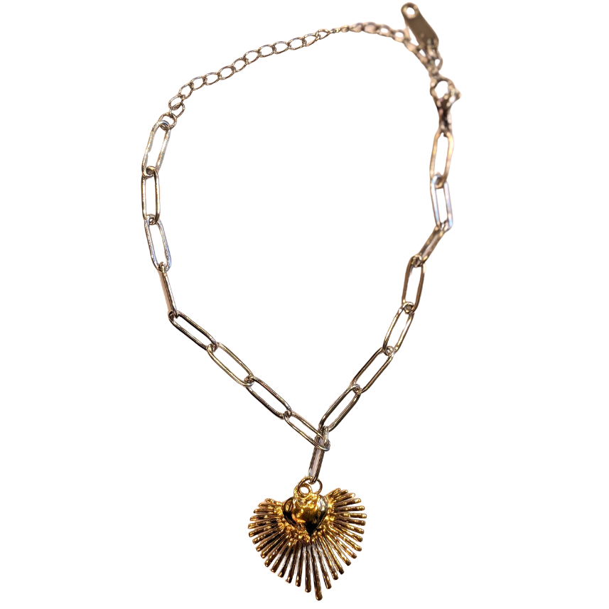 Gold Sacred Heart Bracelet, Paperclip Chain, 18ct Gold-Plated