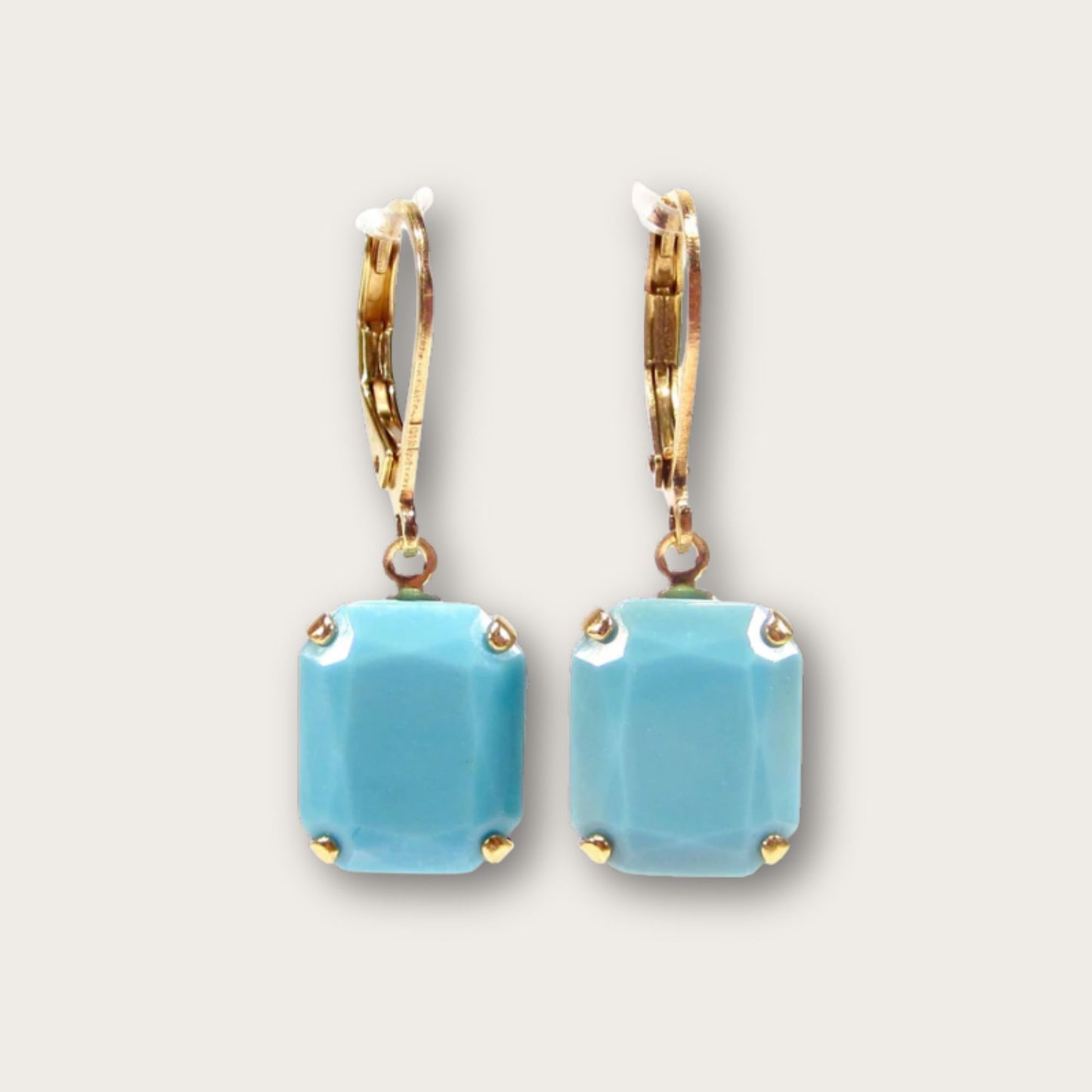 Vintage Turquoise Earrings, Gold Plated, 1960s Style