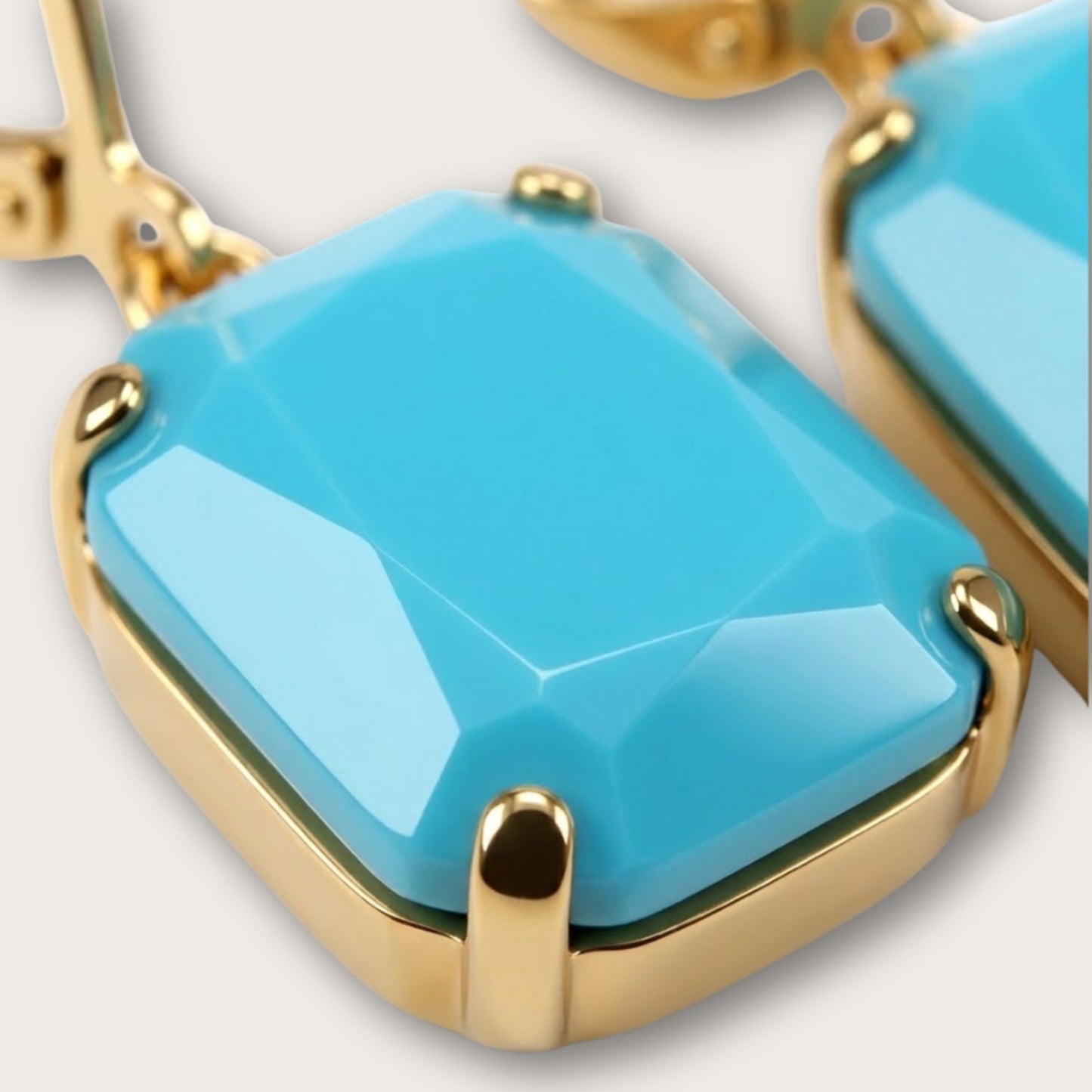 Vintage Turquoise Earrings, Gold Plated, 1960s Style