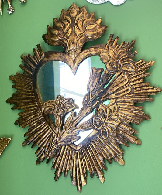 Mexican Tin Sacred Heart Mirror