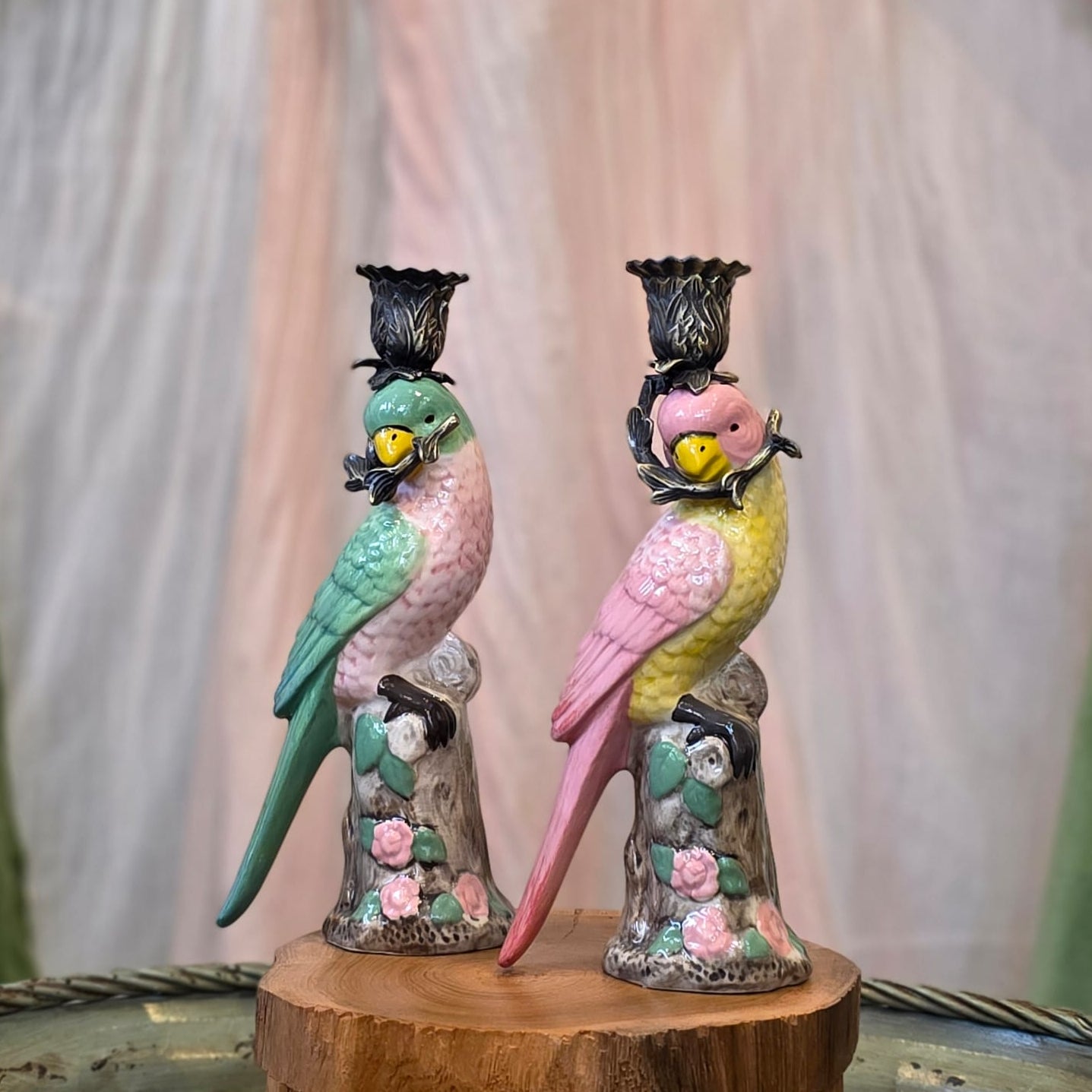 Green Bird Ceramic Candle Holder