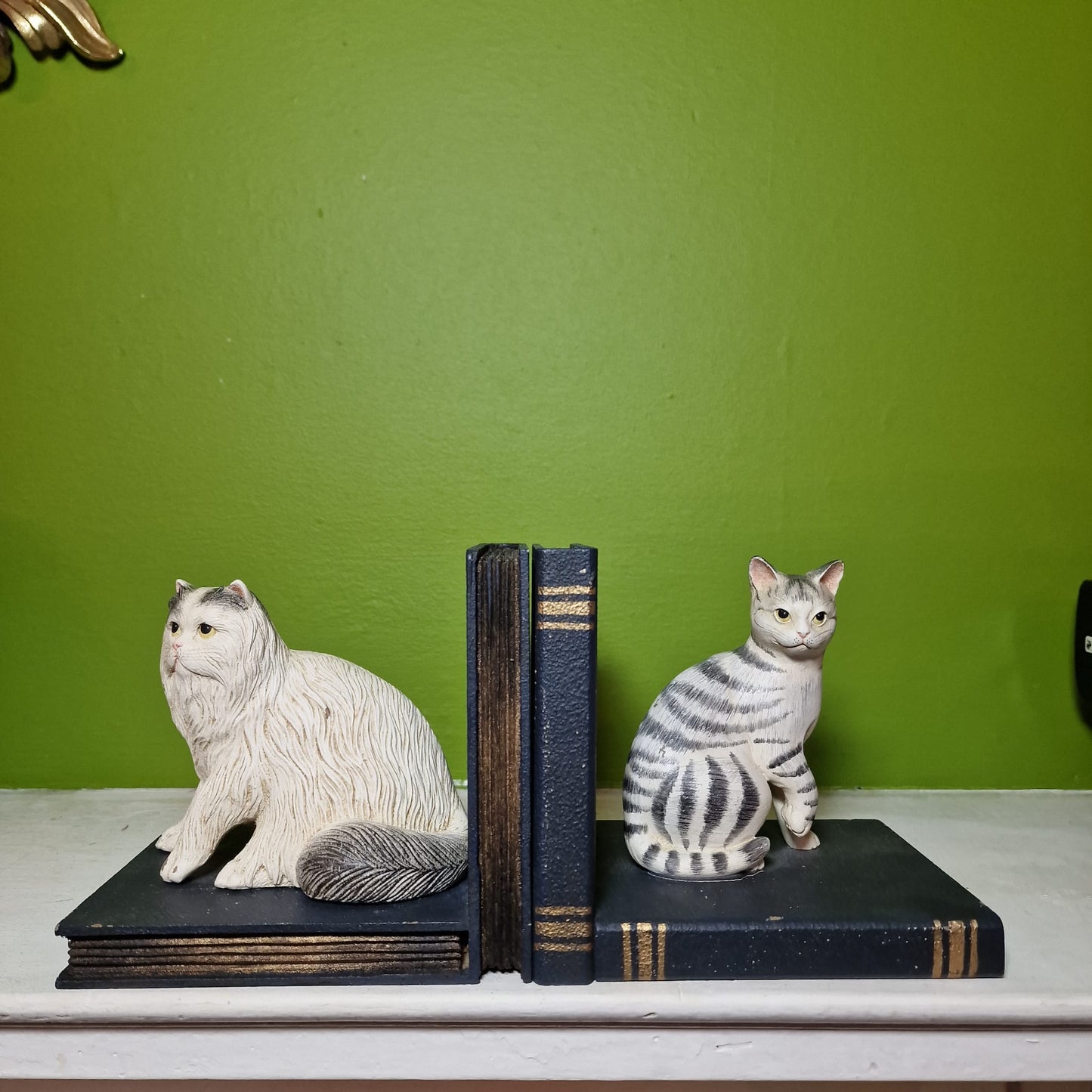 Hand Painted Pair of Cat Bookends