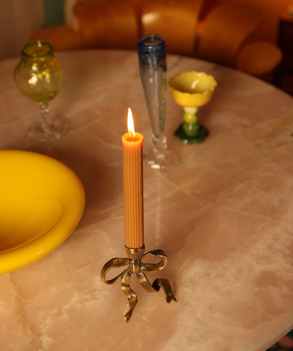 Brass Ribbon Bow Candle Holder