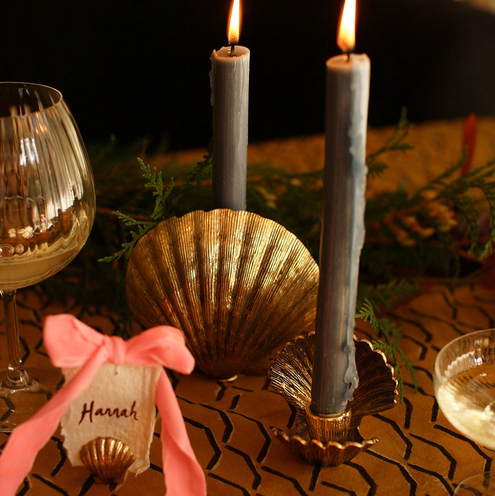Brass Shell Shaped Candle Holder, Small
