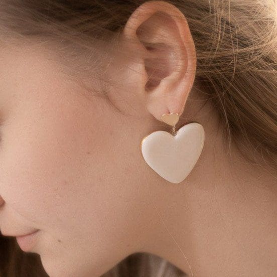 Nach Porcelain Heart Earrings image 1